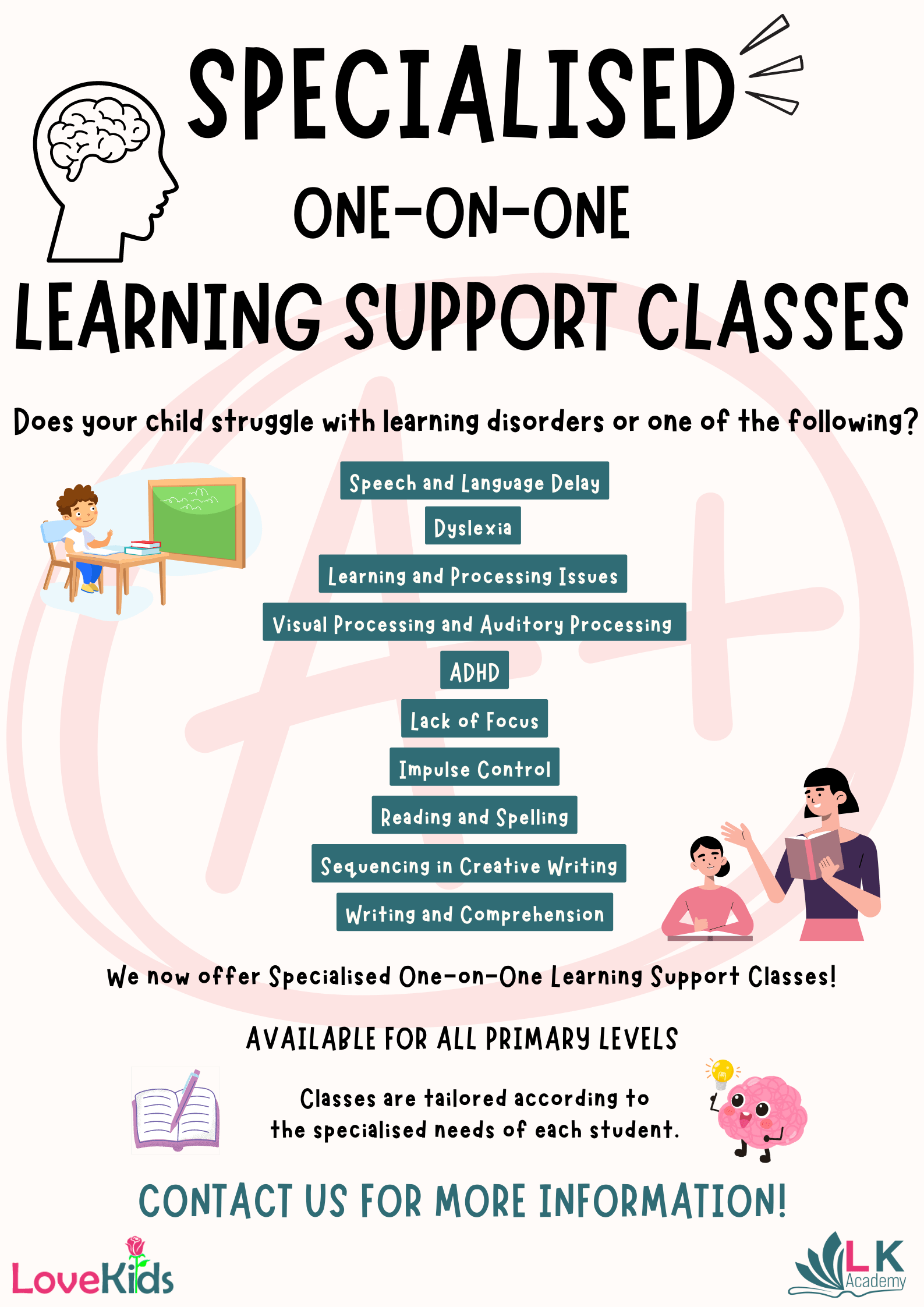 Specialised One on One Learning Support Classes Singapore